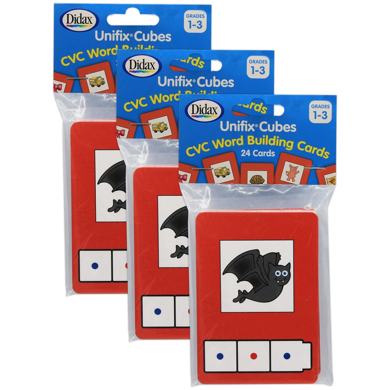 CVC Word Building Cards, 24 Cards Per Pack, 3 Packs